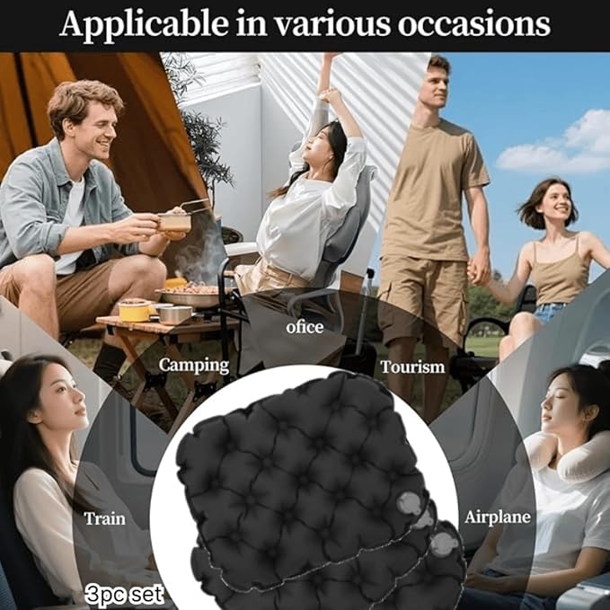 Inflatable Seat Cushion for Stadium, Camping, Travel, Office - Lightweight Waterproof Portable Air Seat Pad for Tailbone Relief & Comfort - Compact, Easy Inflate/Deflate Cushion (GreyA) - Image 4