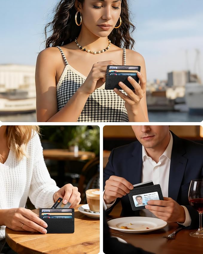 FINTIE Slim Minimalist Front Pocket Wallet RFID Blocking Credit Card Holder | Card Cases with ID Window for Men Women, Black - Image 7