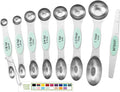 Spring Chef Stainless Steel 8 Magnetic Measuring Spoons for Kitchen, Mint | Dual Sided Metal Teaspoon & Tablespoon Measuring Spoons with Leveler for Dry & Liquid Ingredients, Nesting, Dishwasher Safe by SpringChef