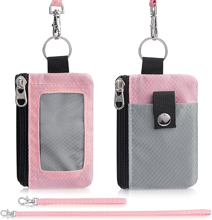 Artpaxy Minimalist Wallet For Mens Womens, Keychain RFID Blocking Zipper Small Wallet with ID Window 2 Lanyards,Water Resistant Travel Cash Card Coin Case Boys Girls - Image 7