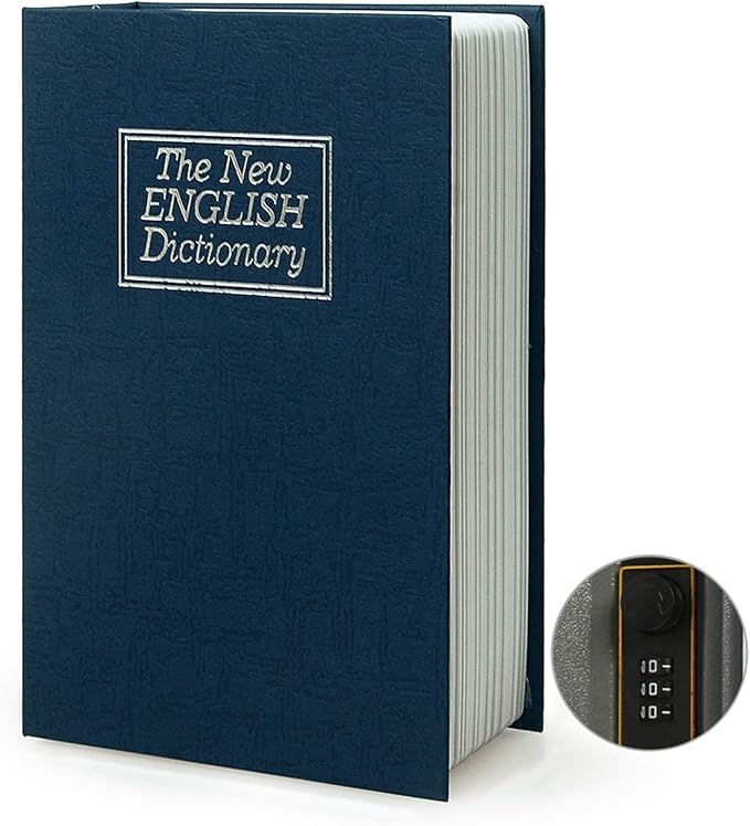 Diversion Book Safe Storage Box (9.5"×6"×2.2"), Dictionary Secret Safe Can with Security Combination Lock, Diversion Book Hidden Safe (Blue dictionary,Combination) by PACOLO