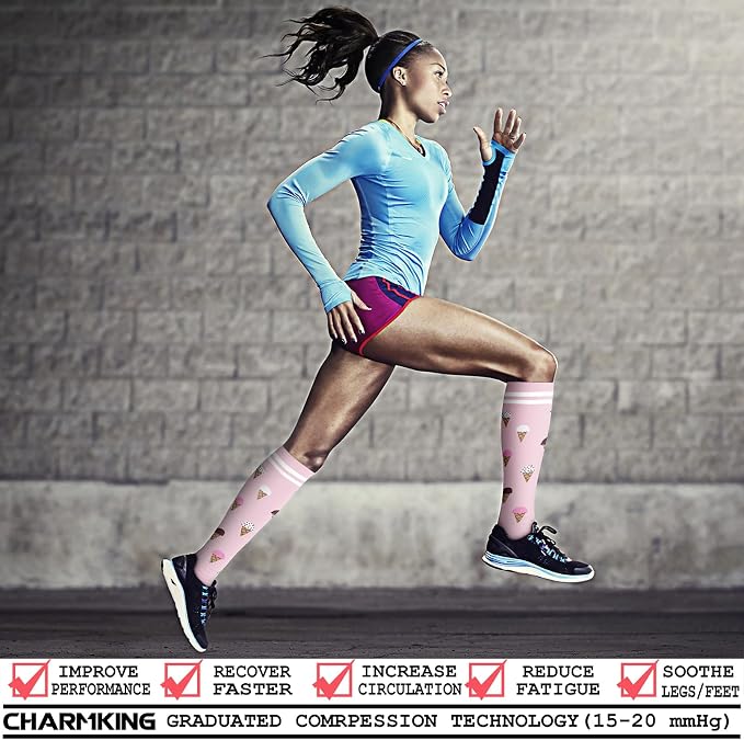 CHARMKING 6 Pairs-Compression Socks for Women & Men Circulation Best Support for Nurses, Running, Athletic,Flight Travel - Image 2