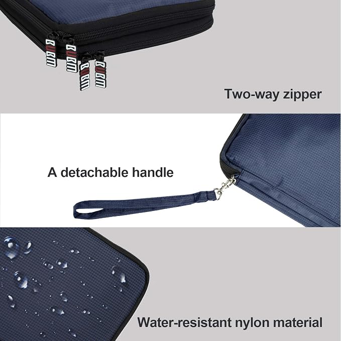 BUBM Double Layer Electronics Organizer, Travel Gadget Bag for Cables, Memory Cards, Flash Hard Drive and More, Fit for iPad or Tablet(up To 9.7")--Large, Dark Blue | Travel Gadget Bag For Cables, Memory Cards, Flash Hard Drive and More, Fit For iPad o... - Image 6