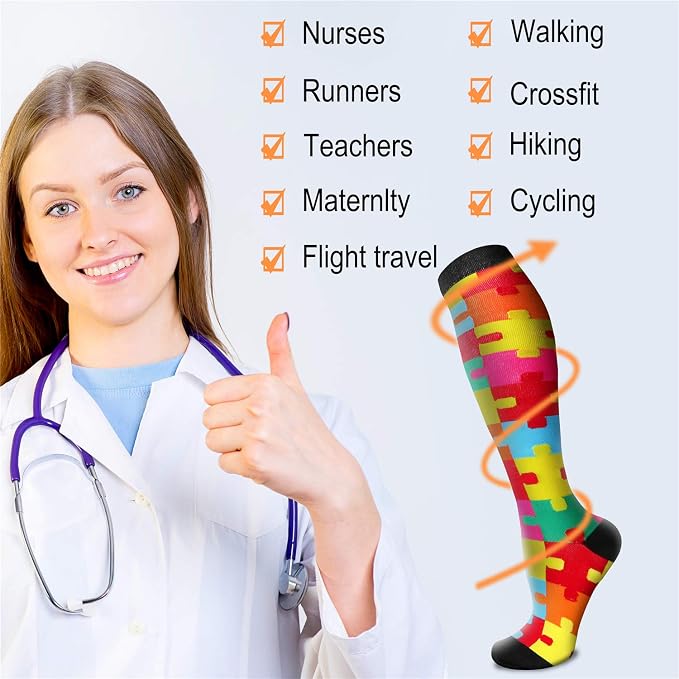 QUXIANG Compression Socks for Women & Men 15-20 mmHg, Best for Medical, Nursing, Running, Athletic, Varicose Veins, Travel - Image 5