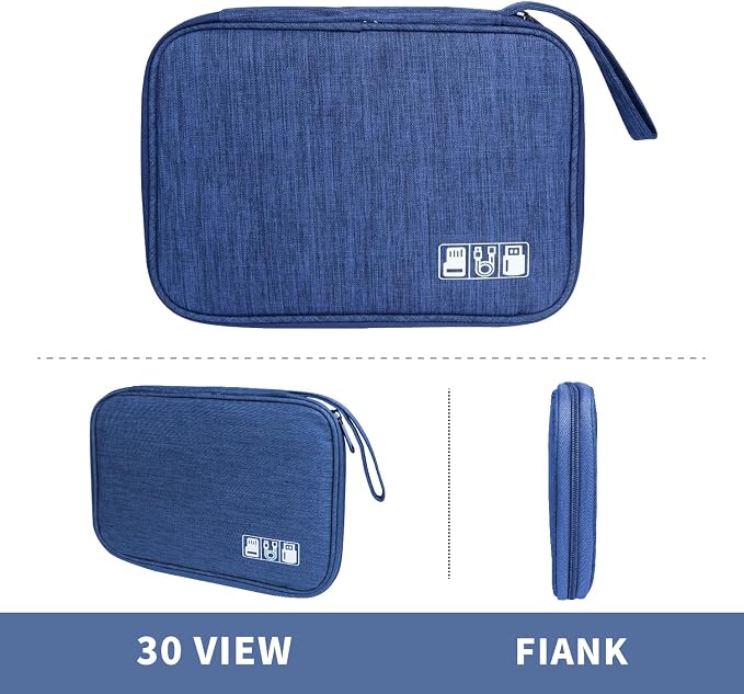 Lcsmaokin Electronics Travel Organizer,Portable Waterproof Electronic Travel Storage Bag for Small Charging Cord Storage,Charger,Small Electronics,SD Card etc,for Travel,Business -Navy Blue - Image 6