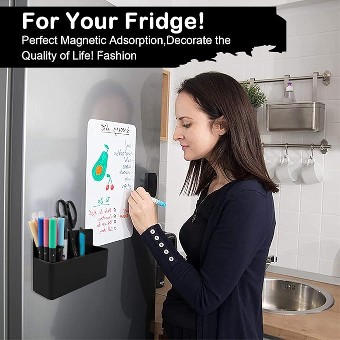KITANIS Magnetic Pen Holder,3 Compartments Magnetic Dry Erase Marker Holder,Extra Strong Magnet Storage Marker Pen Pencil Organizer for Refrigerator,Whiteboard,Locker Accessories(Long Style) - Image 6