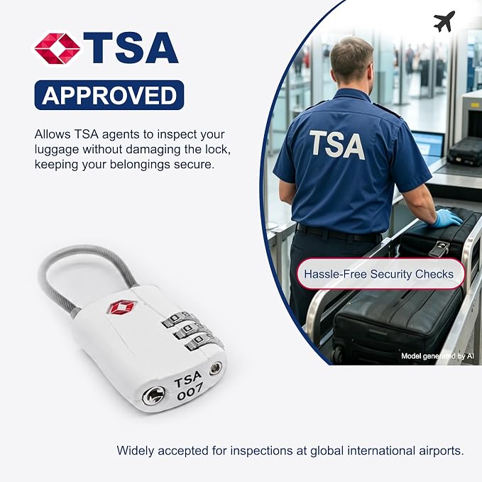 TSA Locks for Luggage, Small Combination Padlock with Cable, Travel Essentials Luggage Locks TSA Approved, Combo Padlock with Code, for Suitcase, Bag, Backpack Zipper, Gym Locker (2-Pack) - Image 3