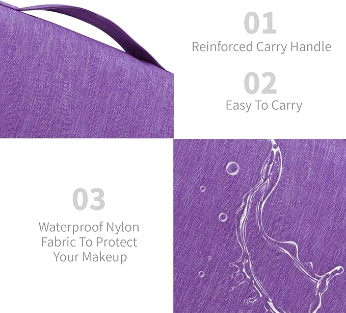 Lcsmaokin Large Capacity Toiletry Bag Travel Bag with Hanging Hook for Men and Women Waterproof Travel Cosmetic Bag Bathroom Storage Bag for Brushes Set, Full-Sized Shampoo, Toiletries, (Purple) - Image 3