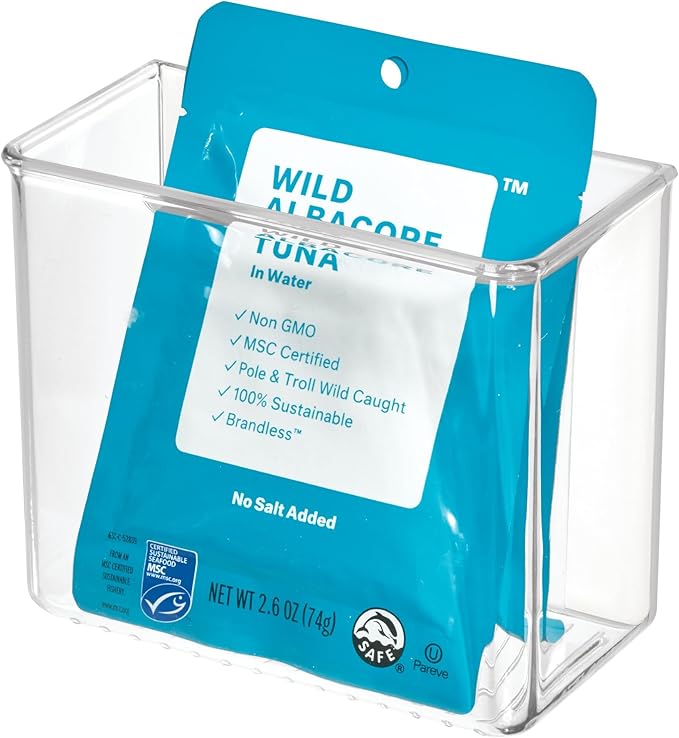iDesign Adhesive Organizer Bin - Clear | Damage-Free Hanging, For Kitchen, For Bathroom, For Office by iDesign
