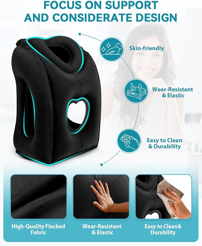 Travel Pillow,Inflatable Airplane Pillow for Sleeping to Avoid Neck and Shoulder Pain,Supports Head and Chin Used for Airplane,Car,Bus and Office - Image 3