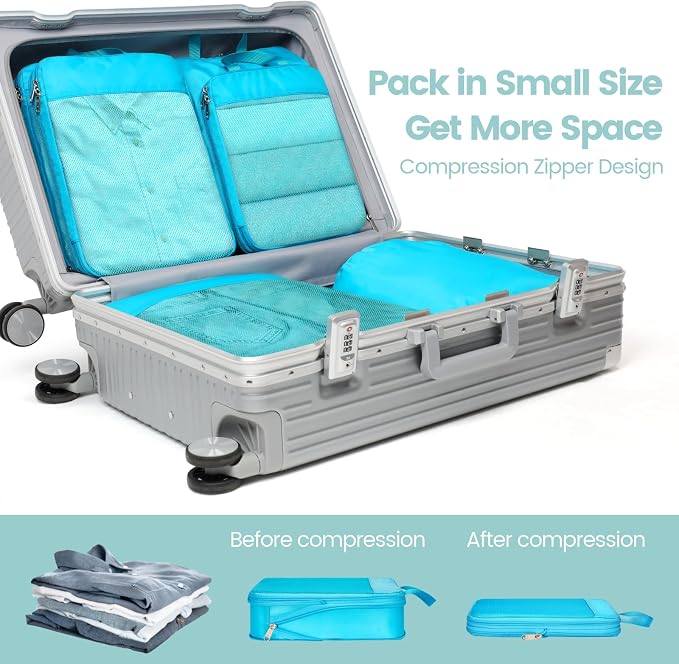 Cambond Compression Packing Cubes for Travel - Luggage Suitcase Organizer | Compression Zip Design for Space-saving, Expandable, Lightweight, Keep Clothes Sorted, Luggage Space Tidy, Carry on Pack Fast - Image 3