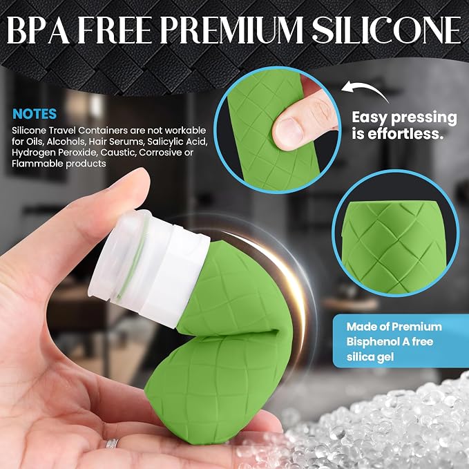 Silevoler Travel Bottles for Toiletries, TSA-Approved Travel Size Container | Woven Pattern BPA Free Silicone Leak Proof Refillable Liqus Shampoo And Conditioner Essentials Toiletry Bottles(Forest Green) - Image 4