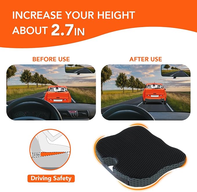 Lofty Aim Car Seat Cushion, Comfort Memory Foam Car Cushions for Driving (Gray) - Image 5