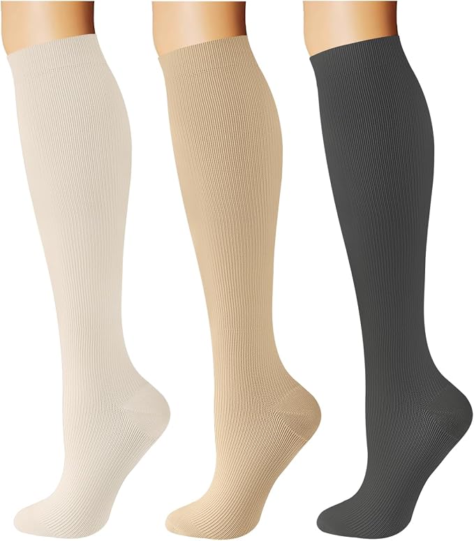 Breslatte Compression Socks for Women Men 15-20 mmHg | Graduated compression stockings knee high athletic support socks for travel running flying nurse pregnant by Breslatte