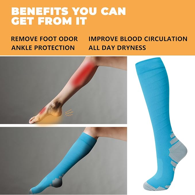fenglaoda 6 Pairs Compression Socks for Women & Men Knee High Cute Circulation Socks for Nurse Pregnant Travel Athletic - Image 2
