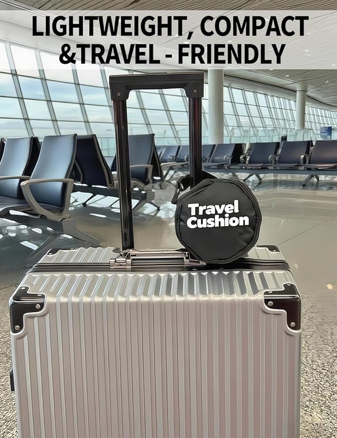 Soundur Travel Cushion Airplane Seat,Inflatable Air Bubble Design with Storage Bag for Car/Office/Kitchen Chairs.42 Air Cells, Adjustable Firmness, Non-Slip Bottom - Image 6