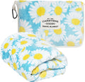 Carstens, Inc. Travel Blanket, Premium Compact 2-in-1 Airplane Blanket/Pillow, Blue Daisy Floral by Carstens