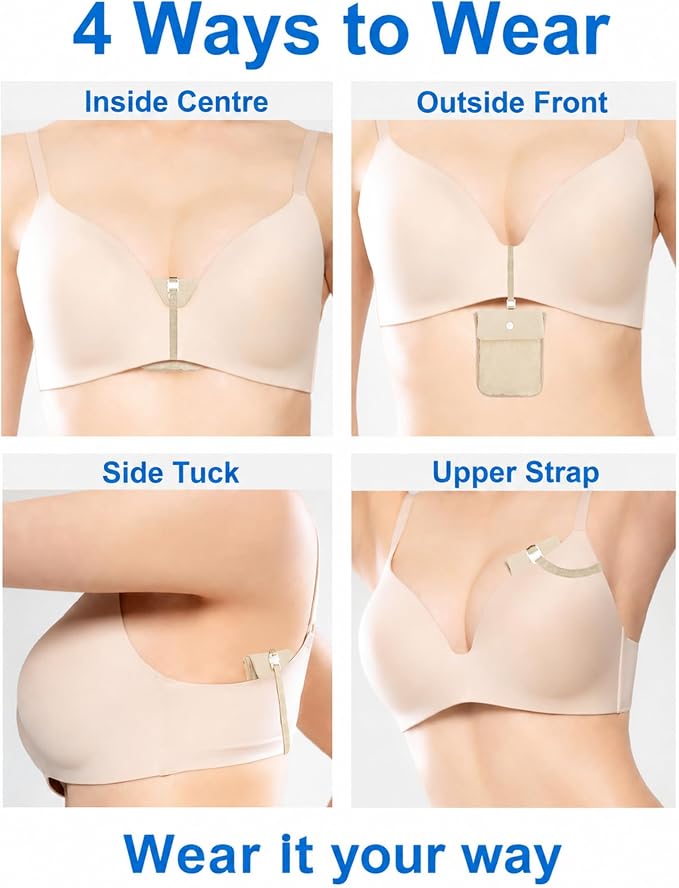 RFID-Blocking Travel Bra Wallet, Hidden Money Pouch with Elastic Strap | Ideal Secret Pocket to Protect Your Credit Cards, Cash and Valuables Under-Clothes, Nude, Bamneat - Image 5