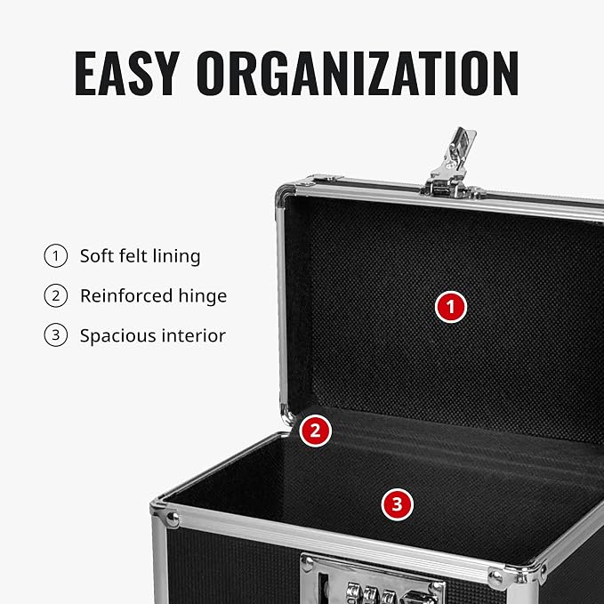 Vaultz Locking Security Box, Combination Safe for Valuables & Cash, Black | Small safe measuring 9.88 x 7 x 7.75 in, sturdy steel lockbox with reinforced corners, 3-digit combination, no keys needed - Image 8