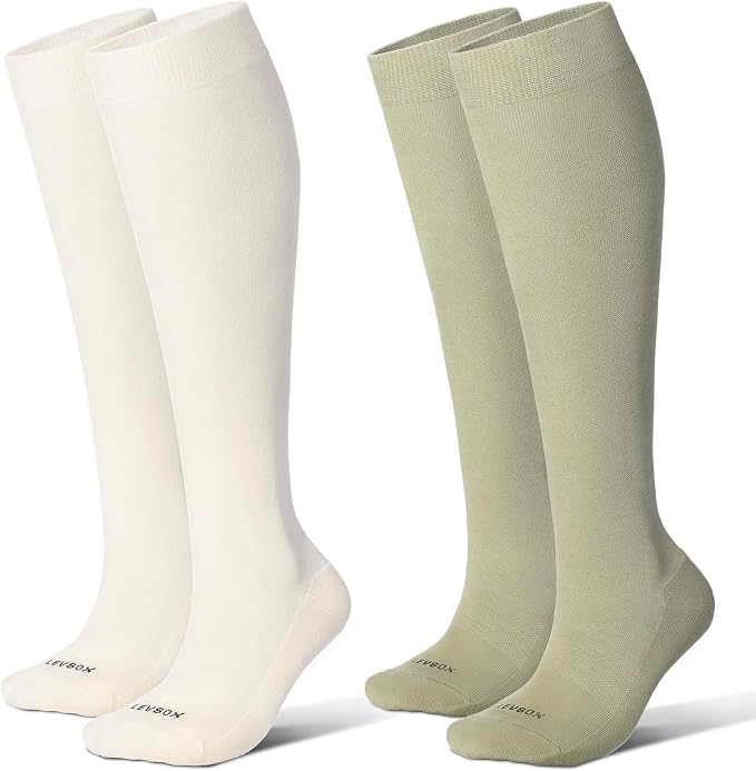 LEVSOX Cotton Compression Socks for Women&Men 20-30mmHg Knee High Cute Support Sock for Nurses Pregnancy Travel by Levsox