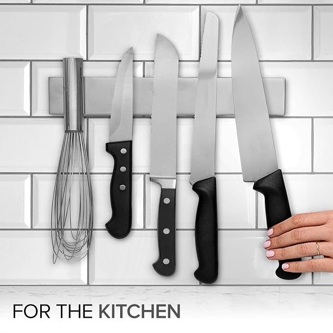 Modern Innovations 10 Inch Stainless Steel Magnetic Knife Bar with Multipurpose Use as Knife Holder, Knife Rack, Knife Strip, Kitchen Utensil Holder, Tool Holder, Art Supply Organizer, Home Organizer - Image 4