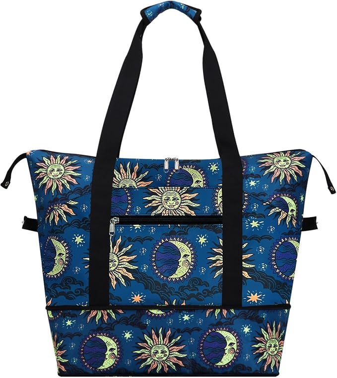 Expandable Duffel Bag for Women with Trolley Sleeve/Wet Pocket Weekender Travel Tote Large Carry On Overnight Luggage by HAWEE