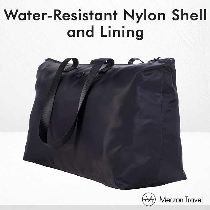 Bobbi Tote | 48L | TOTE-257 Black | Foldable/Packable Carry-On Personal Item, Trolley Sleeve, Sturdy Water-Resistant Nylon, Fits Under Airline Seat, TSA Friendly - Image 7