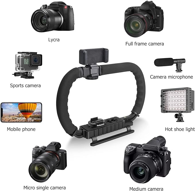 3-Shoe DSLR/Action Camera/Camcorder/Phone Stabilizer Expansion Cage Mount | Moviemaking Holder Rig YouTube Tiktok Vlogging Video Kit Compatible with GoPro Canon Nikon Sony iPhone Android - Image 6