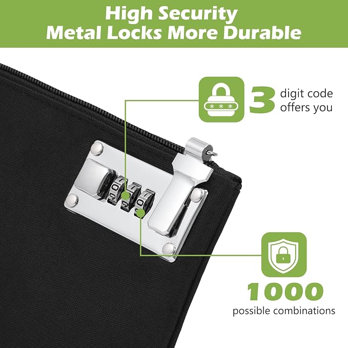 KeeKit Money Bag with Lock, 2 PCS Lockable Money Bag, 5 x 8 Inches Locking Accessories Pouch for Cash, Jewelry, Passports, Medicine, Credit Cards (‎Black & Grey) - Image 2