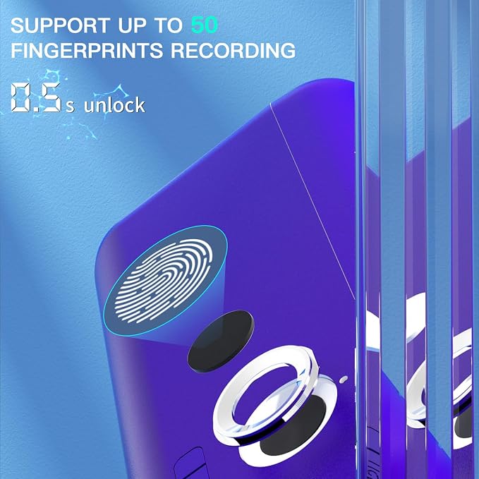 AICase Biometric Fingerprint Storage Box,AICase Portable Cash Jewelry Security Case Lock Box Safe,Combination Lock for Car, Home,Office Travel Blue - Image 4