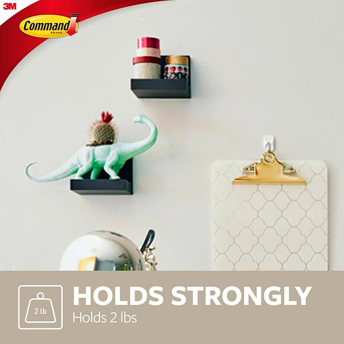 Command Display Ledges, Holds up to 2 lb, Slate, 2 Ledges with 8 Medium Strips, Damage-Free Hanging Floating Shelf with Adhesive Strips, Personalize Living Room, Bedroom, Kids Room or Office - Image 5