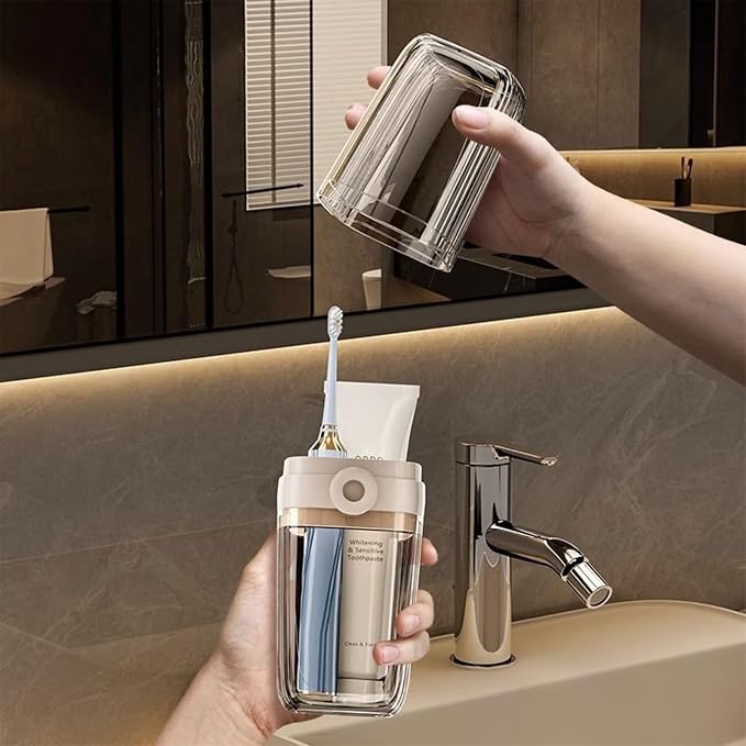 Toothbrush Travel Case Portable Clear Grey Toothbrush Holders with Cover, Leakproof Toothbrush & Toothpaste Holder for Traveling School Camping Business Trip Bathroom - Image 8