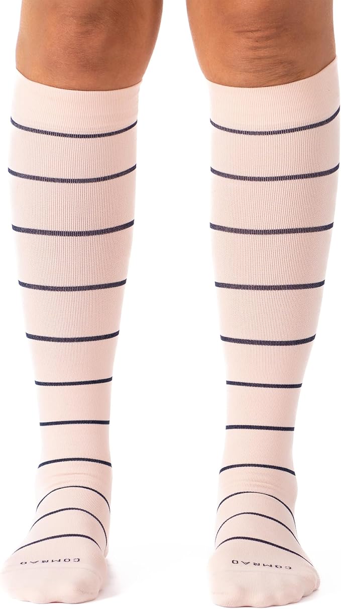 Nylon Knee High Socks - 15-20mmHg Graduated Compression Socks - Soft & Breathable Support Unisex Socks by Comrad