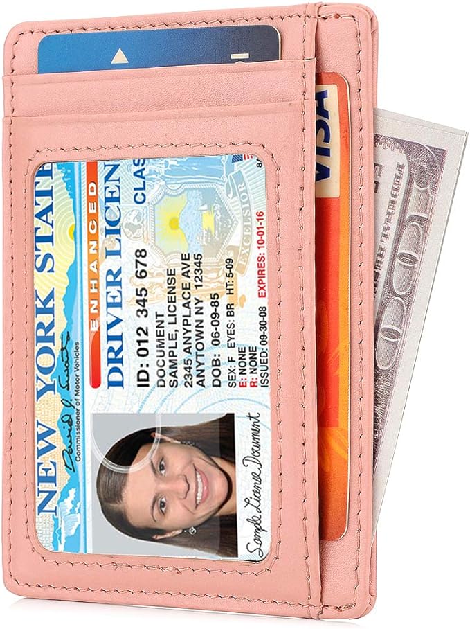 GH GOLD HORSE Slim RFID Blocking Card Holder Minimalist Leather Front Pocket Wallet for Women | Slim - Image 2
