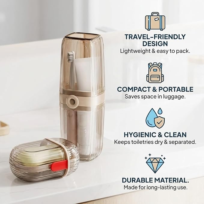 Toothbrush Travel Case, Travel Soap Case 2-Piece Set, Portable Toothbrush Holder with Cover for Traveling Camping Gym, Durable Travel Toothbrush Case and Soap Storage Organizer - Image 4