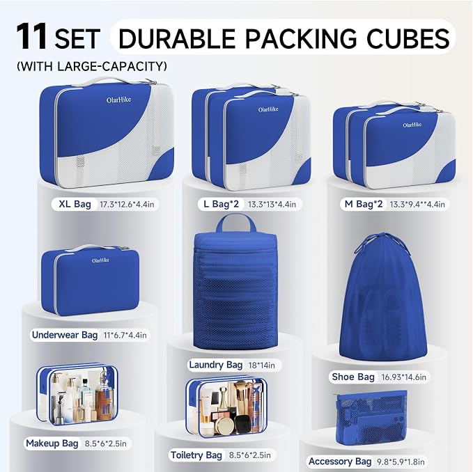 OlarHike 11 Set Packing Cubes for Travel, Gifts for Women Mom,Anti-Tearing Suitcase Organizer with Over 1000 pcs Mesh Holes,Vacation Essentials & Accessories for Cruise Ship - Image 2