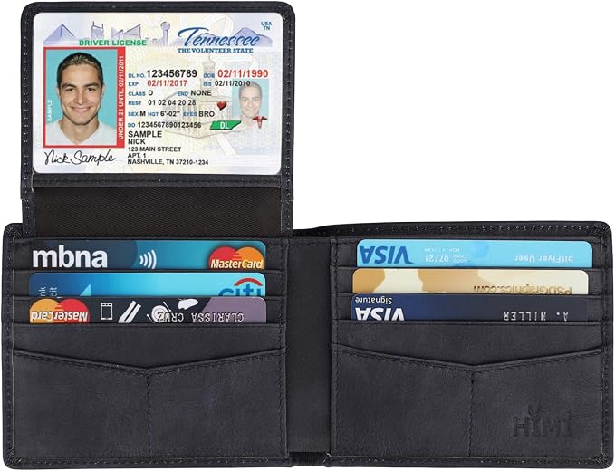 HIMI Wallet for Men-Genuine Leather RFID Blocking Bifold Stylish Wallet With 2 ID Window - Image 4