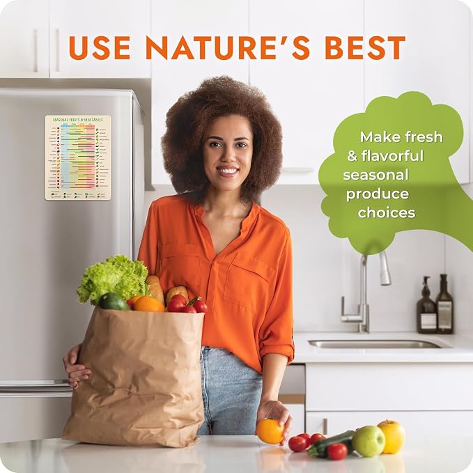 Seasonal Produce Calendar Magnet - Fruit & Vegetable Fridge Guide | Eat with the seasons - know what's fresh each month for farmers-market trips and less food waste - Image 3