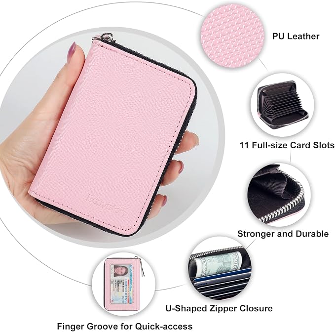 Credit Card Wallet, RFID Card Case Wallet, Zipper Card Cases Holder for Men Women, RFID Blocking, KeyChain Wallet, Compact Size Card Organizer Case for Women - Image 6