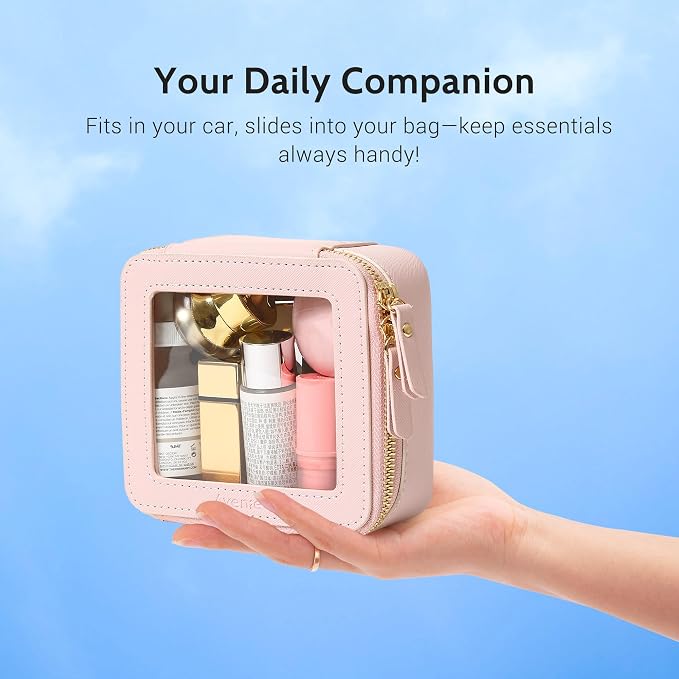 Aveniee Mini Clear Makeup Bag, Small Cosmetic Bags Travel Toiletry Pouch Organizer, TSA Approved Make up Case with Zipper, Car Bag for Essentials,Pink - Image 6