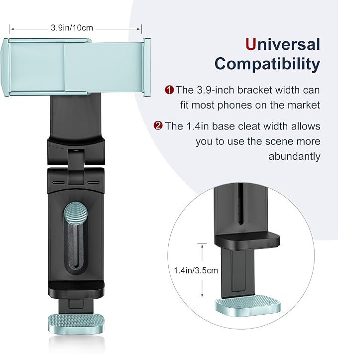 Airplane Phone Holder, 360 Multi-Angle Adjust Mount for Flight | Universal Travel Essentials Phone Stand for Airplane Seat, Flying, Compatible with Smartphones for Hands-Free Viewing, Blue - Image 4