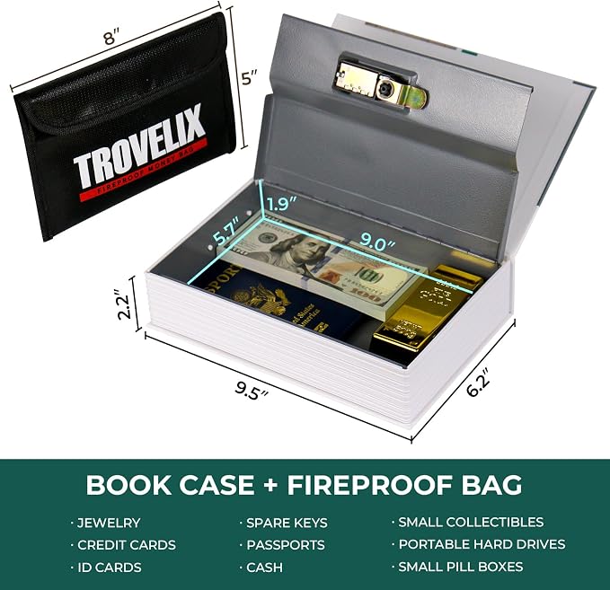 Book Safe with Combination Lock, Hidden Safe (9.5 x 6.2 x 2.2 Inch) with Fireproof Bag, Secret Diversion Safe, Hollow Book Box Hidden Storage, Money Safe Box for Cash (HOME REPAIR) - Image 3