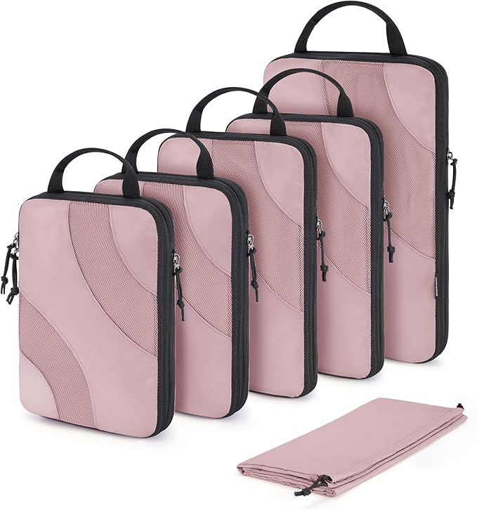 BAGSMART Compression Packing Cubes for Travel | Lightweight suitcase organizers bag set, space-saving double zipper expansion for carry-on luggage & travel organization by BAGSMART