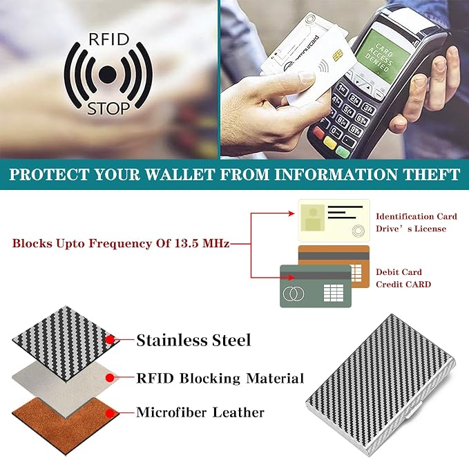 RFID Stainless Steel Credit Card Wallet Slim Metal Business Card Holder for Women Men - Image 6