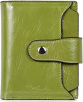 BOSTANTEN Leather Womens Wallet Small RFID Blocking Credit Card Holder | Removable ID Window, Zipper Coin Pocket, Bifold, Minimalist, Fits Small Purses, Daily Use, Ladies Gifts, Green by BOSTANTEN