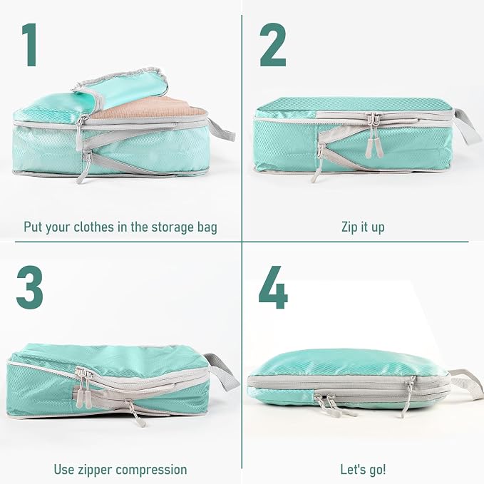 4 Set Packing Cubes For Travel Essentials, Luggage Packing Organization Cubes Suitcase Organizer Bags Set For Luggage Travel Packing Cubes For Suitcases Durable (4 Pcs, Blue) - Image 3