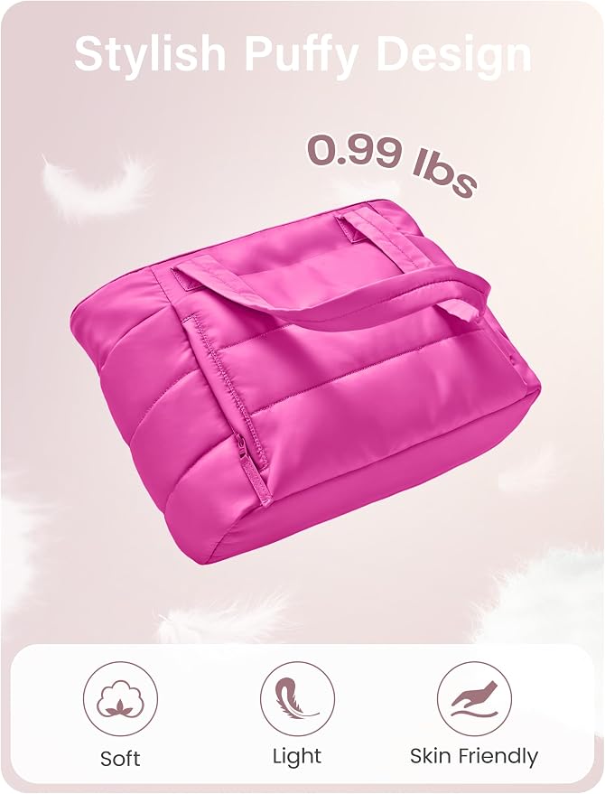 Uselike Tote Bag for Women with Zipper, Quilted Puffer Tote Bag with Compartments, Lightweight Puffy Work Bags for Women - Image 7