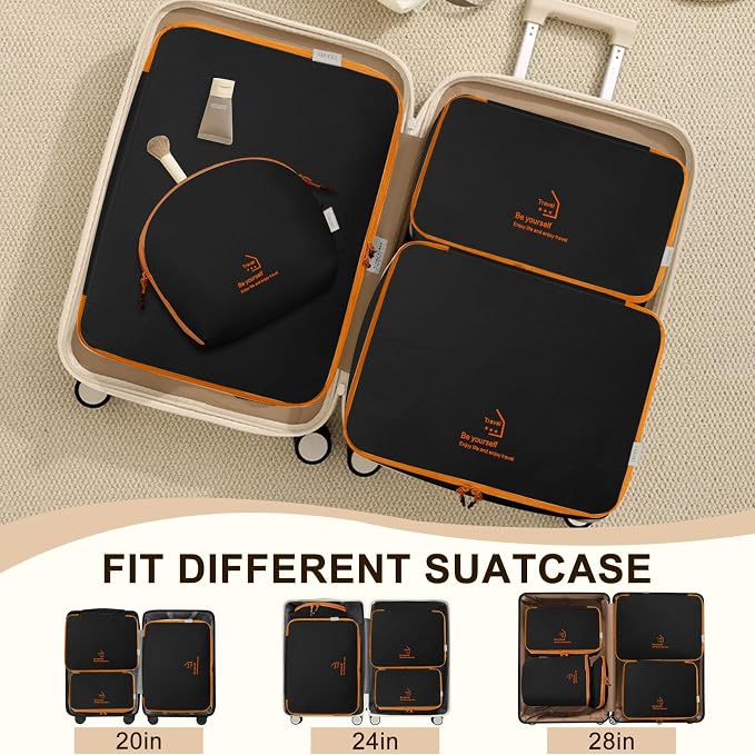 Packing Cubes for Travel, Various Sizes Luggage Organizer Bags Travel Cubes with Double Zipper, Durable Space Saver Bags Travel Essentials (5 Set, Black) - Image 4