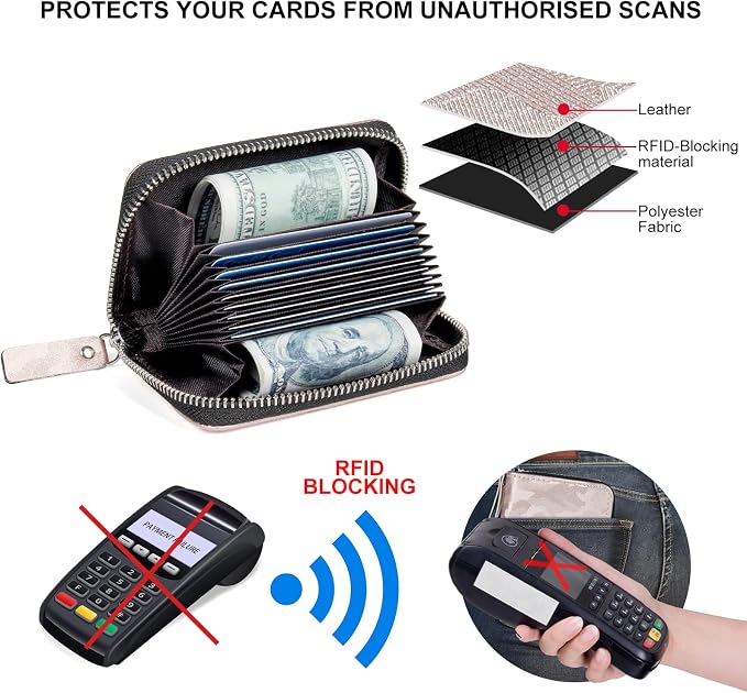 Credit Card Wallet, RFID Card Case Wallet, Zipper Card Cases Holder for Men Women, RFID Blocking, KeyChain Wallet, Compact Size Card Organizer Case for Women - Image 4