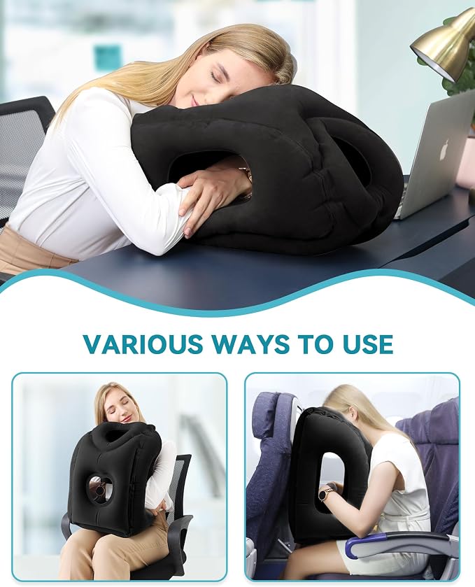 Travel Pillow,Inflatable Airplane Pillow for Sleeping to Avoid Neck and Shoulder Pain,Supports Head and Chin Used for Airplane,Car,Bus and Office - Image 4